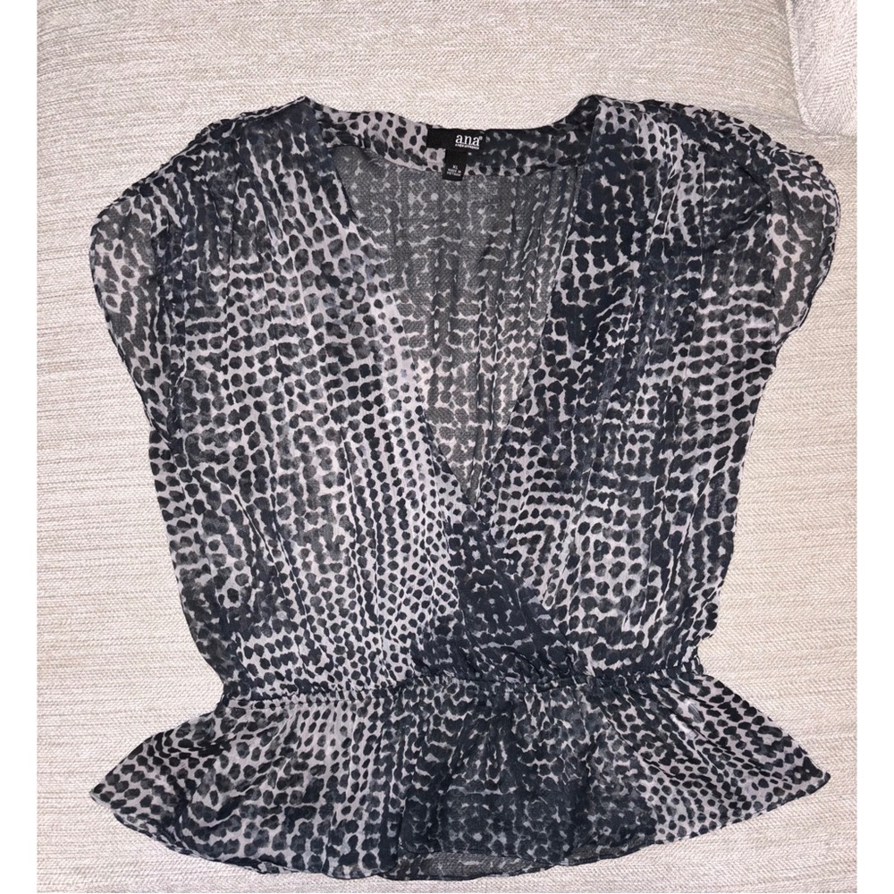 •a.n.a• Sheer Peplum Blouse